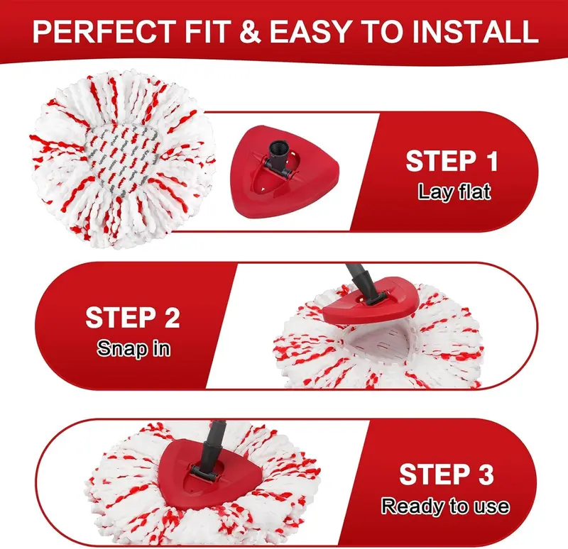 🔥Limited TimePromotion 50% OFF🔥 3 Pack Spin Mop Refill Heads with Built-in Scrubber Pads