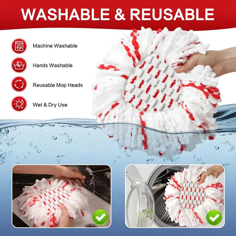 🔥Limited TimePromotion 50% OFF🔥 3 Pack Spin Mop Refill Heads with Built-in Scrubber Pads