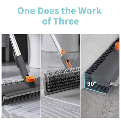 3-in-1 Floor Scrub Brush with Long Handle & 360° Rotating Head
