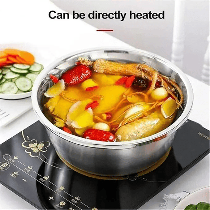 3-Piece Thickened Stainless Steel Mixing Bowl Set with Draining Basket