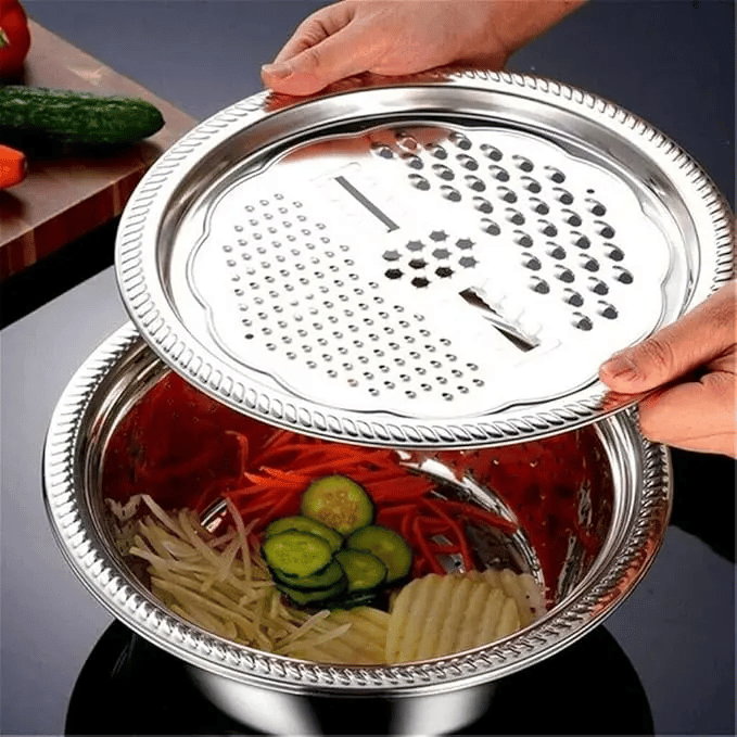 3-Piece Thickened Stainless Steel Mixing Bowl Set with Draining Basket