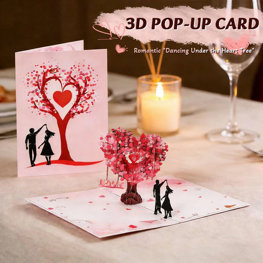 3D Pop-Up Anniversary Card - Romantic Love Tree & Hearts Design💌
